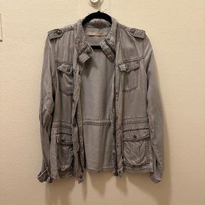 MAX JEANS Gray Utility Jacket Cargo Pockets gently worn Size S